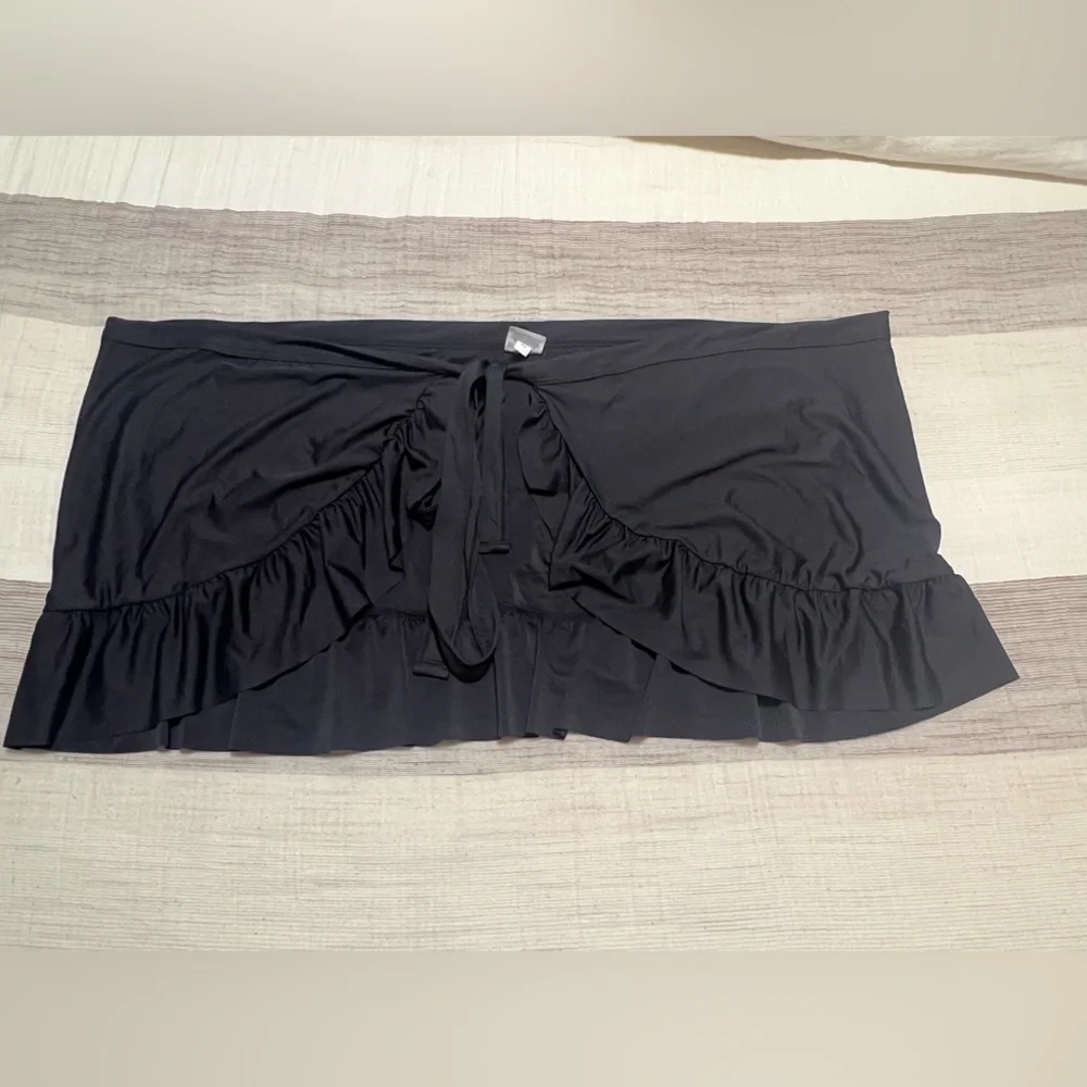 J. Crew Black Cover Up Wrap Skirt - Picture 3 of 7